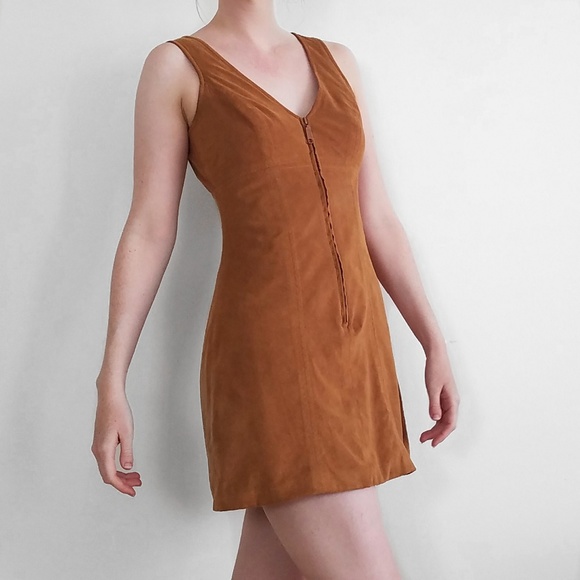 bebe Dresses & Skirts - Bebe Faux Suede Zip-Up Tank Mini Dress